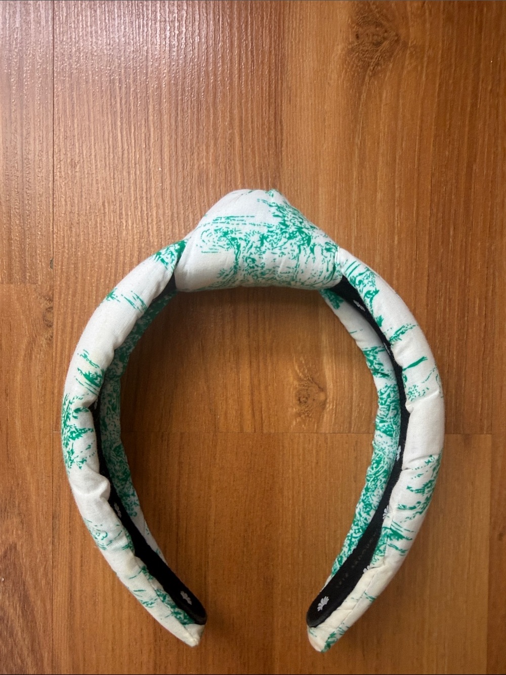 Lele Sadoughi White and Green Padded Printed Headband
